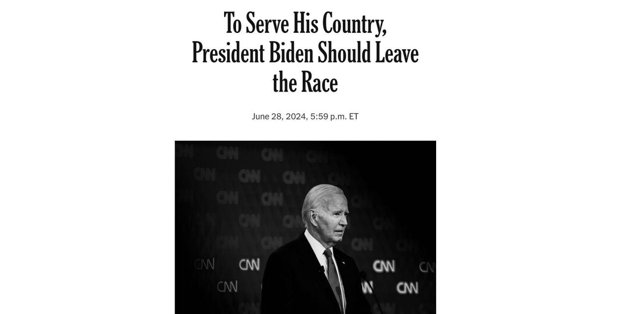 The New York Times insta a Biden a retirarse de la campaña electoral