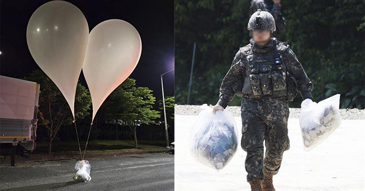 Corea del Norte vuelve a bombardear a Corea del Sur con Globos de basura.