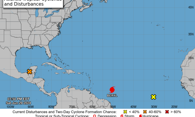 Beryl, ahora es un huracán categoría 1 sobre el Atlántico, continuarán los aguaceros en todo el territorio nacional.