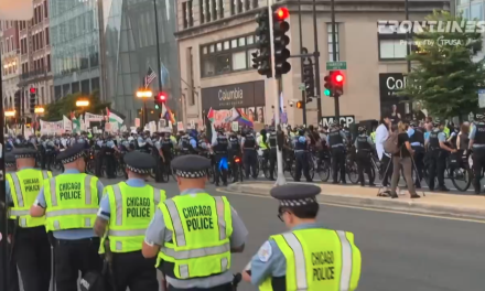 Comienzo difícil: manifestantes pro palestina derriban valla de seguridad mientras miles marchan frente a la Convención Nacional Demócrata