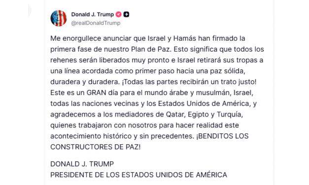 Trump: Se espera que los rehenes restantes sean liberados el lunes