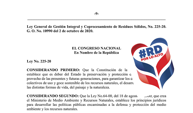 RDPorLoAlto exige cumplimiento inmediato de la Ley 225-20 de Residuos Sólidos