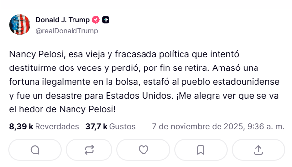 Trump: Pelosi ‘estafó al público estadounidense’