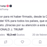 Trump firma una orden que impone un arancel global del 10 por ciento