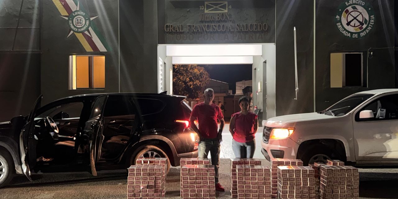 Ejército incauta 100,000 cigarrillos de contrabando en Dajabón y detiene a dos personas
