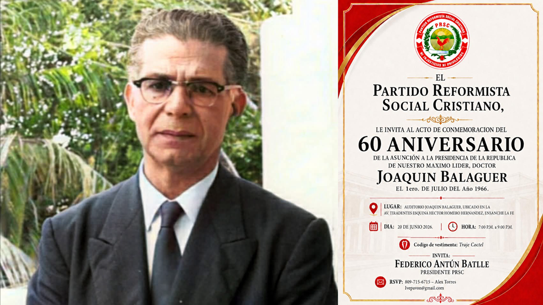 PRSC invita a acto de conmemoración del 60 aniversario de la asunción a la presidencia del Dr. Joaquín Balaguer