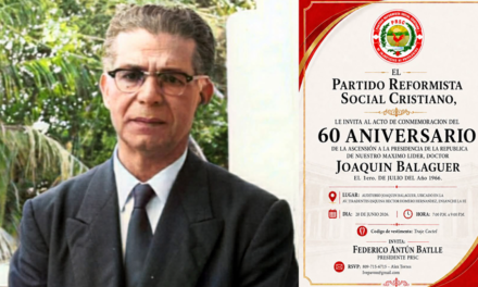 PRSC invita a acto de conmemoración del 60 aniversario de la ascensión a la presidencia del Dr. Joaquín Balaguer