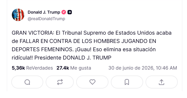 GRAN VICTORIA: El Tribunal Supremo de Estados Unidos acaba de FALLAR EN CONTRA DE LOS HOMBRES JUGANDO EN DEPORTES FEMENINOS.