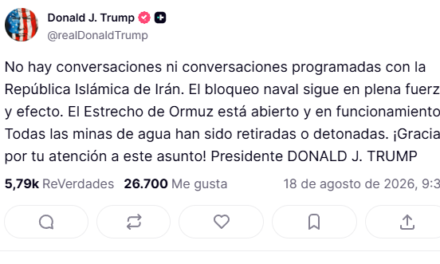 Trump: No hay conversaciones en curso con Irán; Hormuz está abierto.