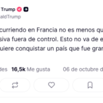 Trump culpa a los disturbios escolares franceses al Islam y a la migración